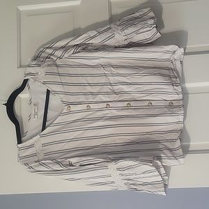 Abercrombie kids white striped button long sleeve top girls 16